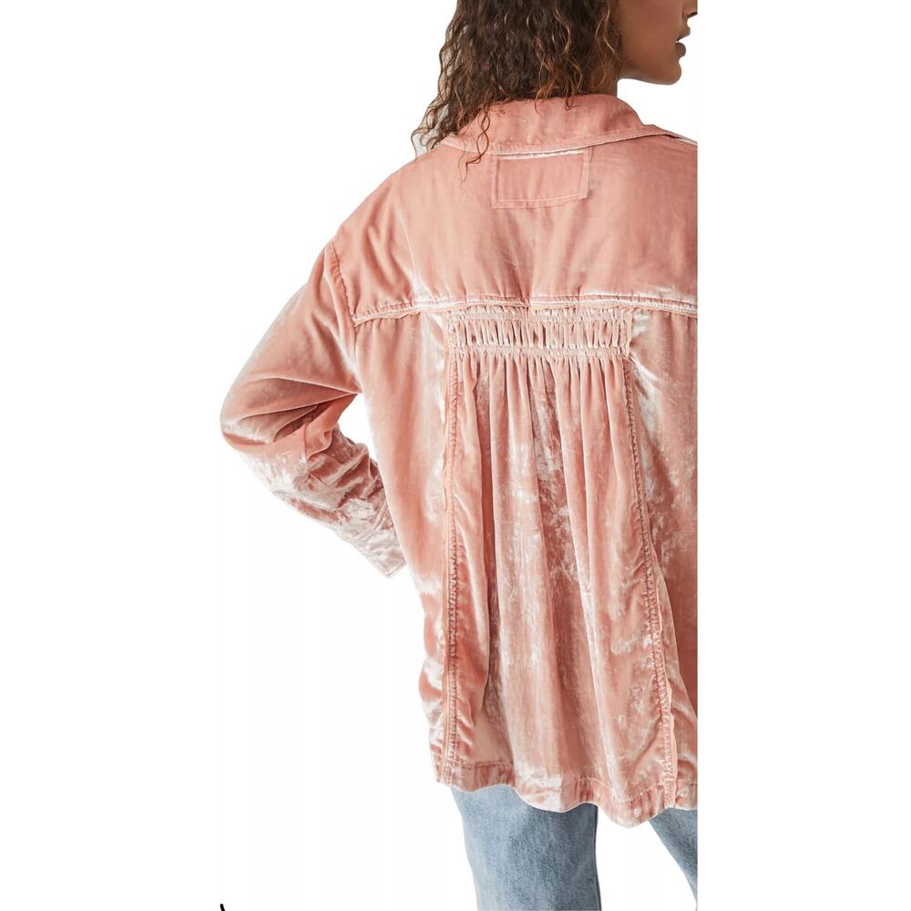 We The Free Marianna Velvet Shirt in Pink Size XS - Picture 3 of 9